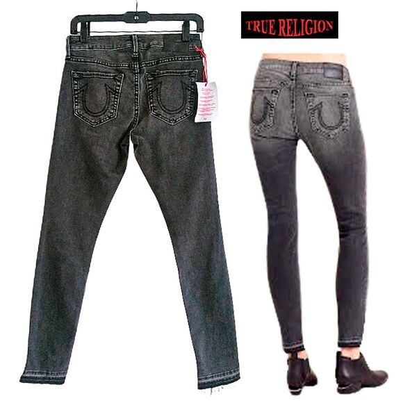 TRUE RELIGION NEW Goth HALLE Raw Step Hem Mid-Rise Super Skinny Jean 27 - Picture 9 of 12